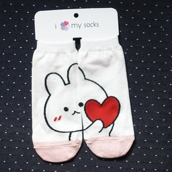 Accessories - White Bunny with Red Heart Socks